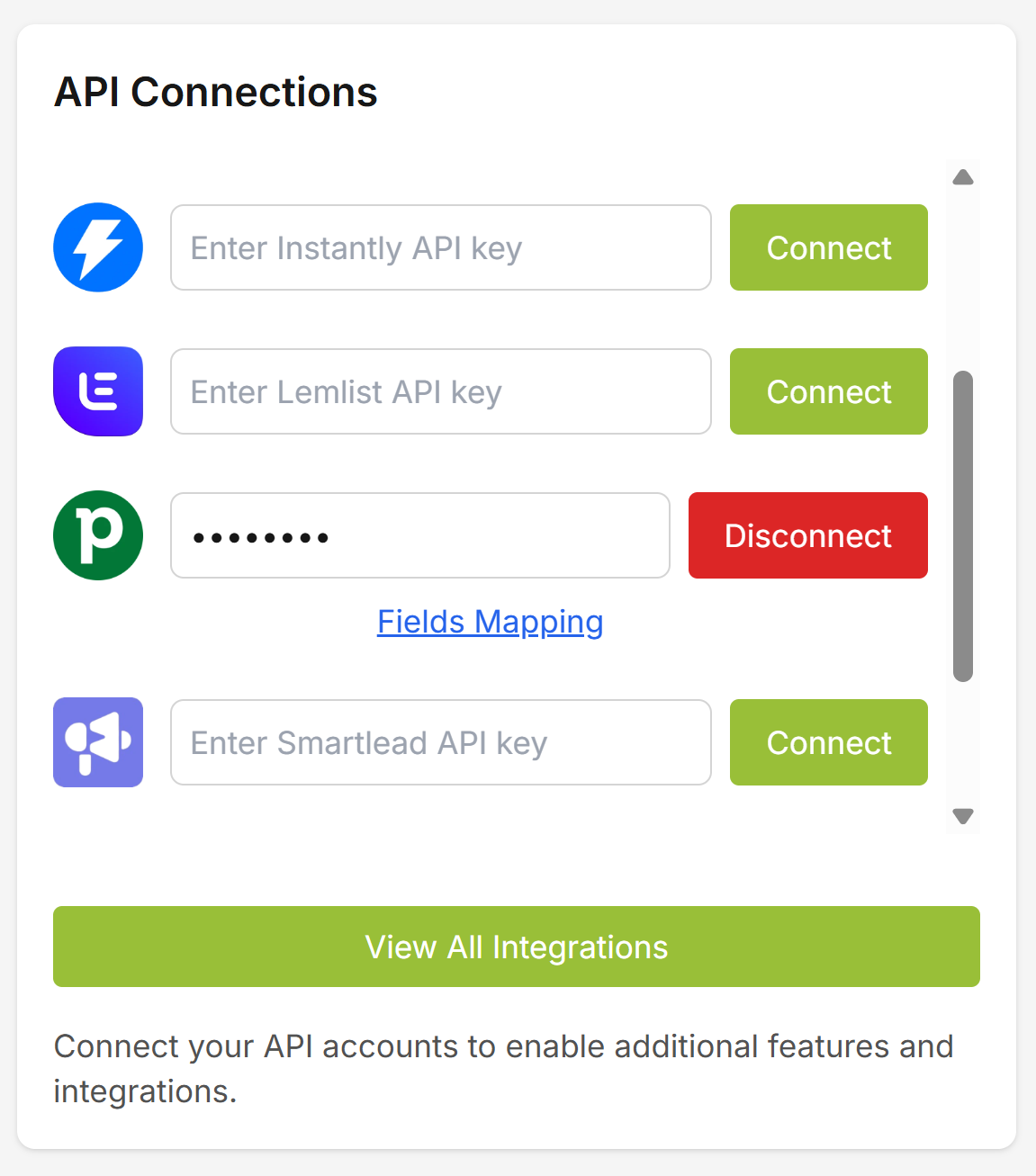 Lead Scrape Pipedrive field mapping configuration for Person and Organization records