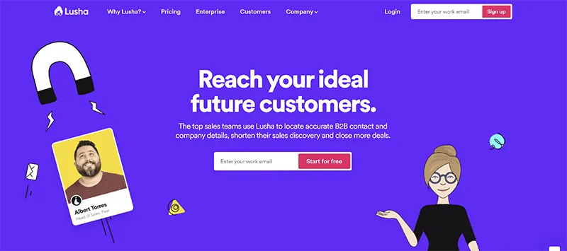 Lusha contact data platform for B2B sales